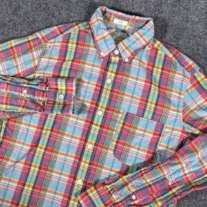 J Crew Indian Madras Shirt Mens M Slim Fit Plaid Button Down Mauritius G4188